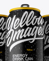 Three 330ml Matte Aluminium Cans W/ Condensation Mockup - Hero Shot Three 330ml Matte Aluminium Cans W/ Condensation Mockup - Hero Shot