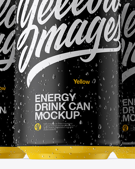 Three 330ml Matte Aluminium Cans W/ Condensation Mockup - Hero Shot