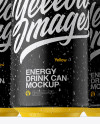 Three 330ml Matte Aluminium Cans W/ Condensation Mockup - Hero Shot Three 330ml Matte Aluminium Cans W/ Condensation Mockup - Hero Shot