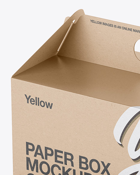 Kraft Paper Box Mockup - Half Side View (High-Angle Shot)