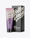 Glossy Plastic Tube With Glossy Box Mockup - Halfside View