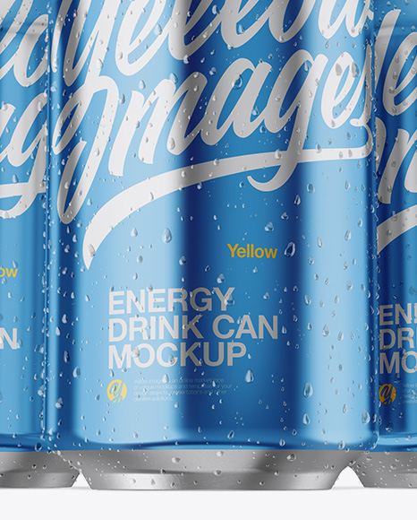 Three 330ml Metallic Aluminium Cans W/ Condensation Mockup - Hero Shot