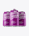 Three 330ml Metallic Aluminium Cans W/ Glossy Finish & Condensation Mockup - Hero Shot