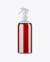 Clear PET Cosmetic Bottle W/ Trigger Sprayer and Red Liquid Mockup