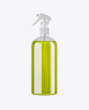 Clear PET Cosmetic Bottle W/ Trigger Sprayer and Green Liquid Mockup