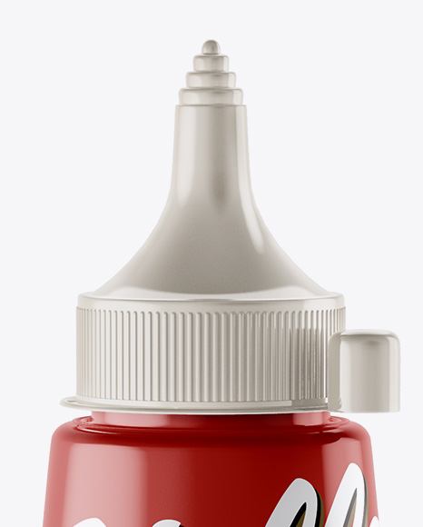 Glossy Sauce Bottle With Spout Mockup