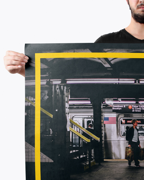 Man With A1 Poster Mockup