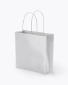 Square Glossy Paper Bag Mockup - Half Side View