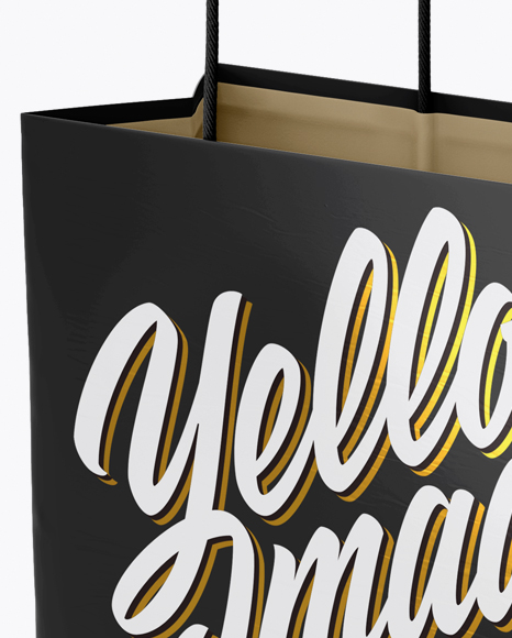 Square Glossy Paper Bag Mockup - Half Side View