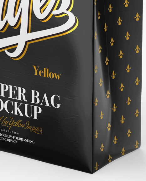 Square Glossy Paper Bag Mockup - Half Side View