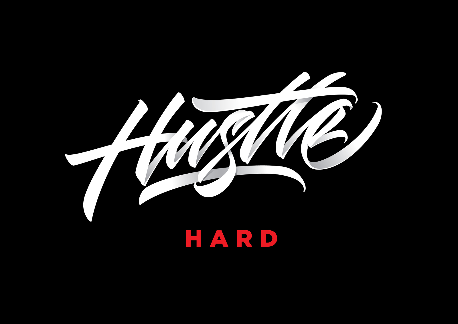 &#039;Hustle&#039; hand made calligraphic lettering-logotype with 3d effect in original style