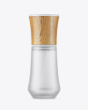 Frosted Glass Cosmetic Bottle W/ Wooden Cap Mockup