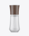 Frosted Glass Cosmetic Bottle W/ Wooden Cap Mockup