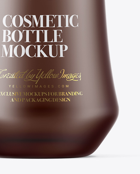 Frosted Glass Cosmetic Bottle W/ Wooden Cap Mockup