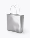 Square Metallic Paper Bag Mockup - Half Side View