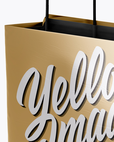 Square Metallic Paper Bag Mockup - Half Side View