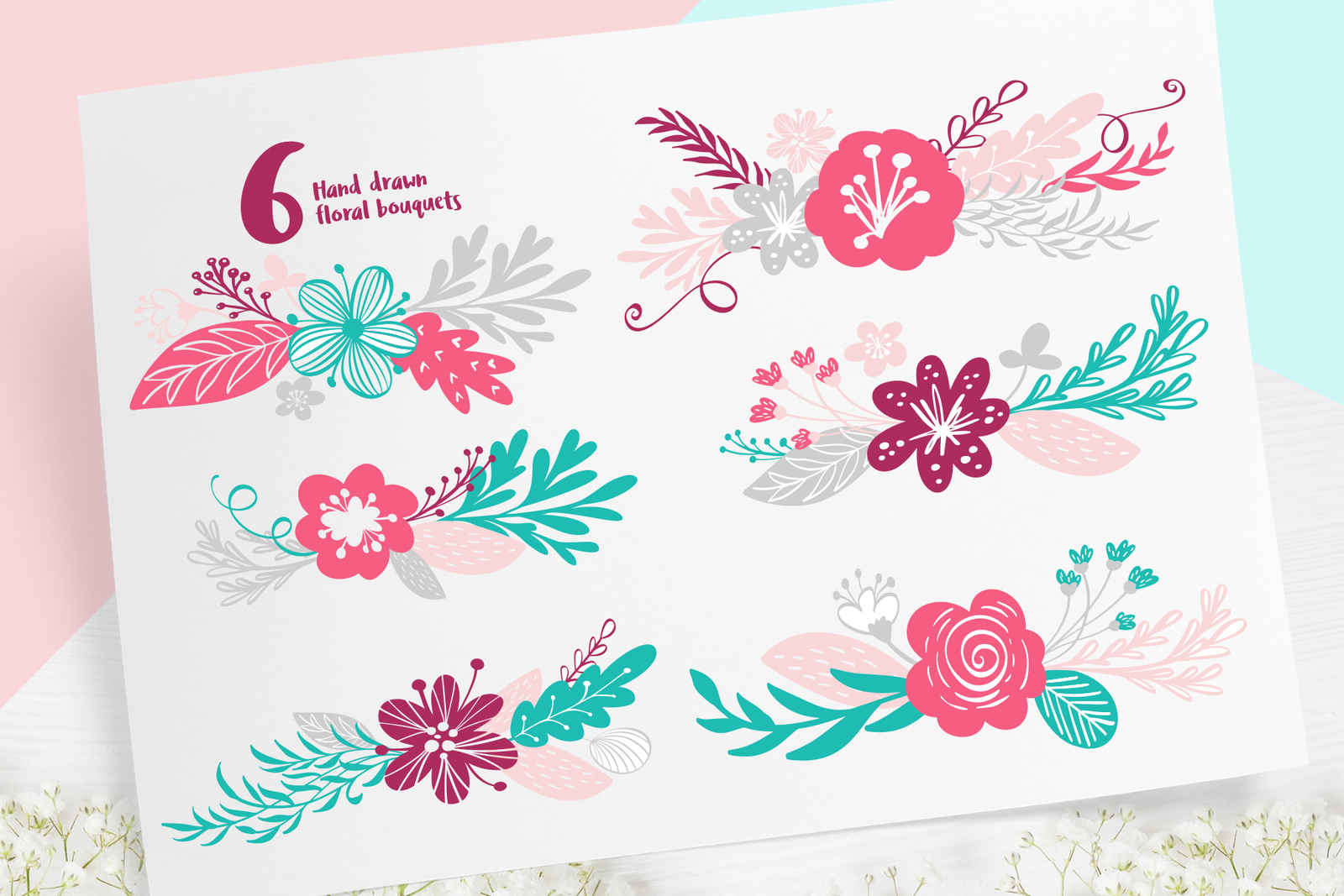 Spring vector lettering &amp; floral greeting card