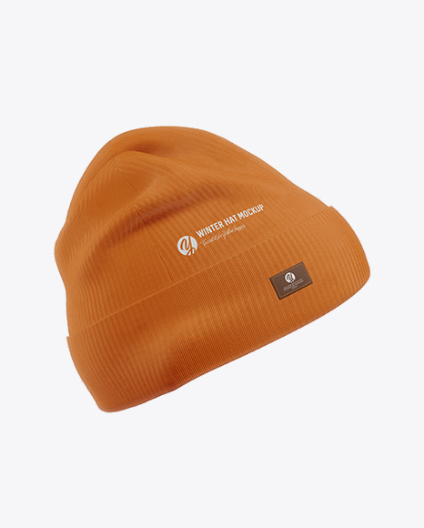 Turn Up Beanie Hat Mockup - Side View