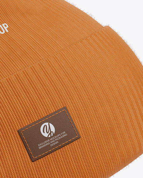 Turn Up Beanie Hat Mockup - Side View