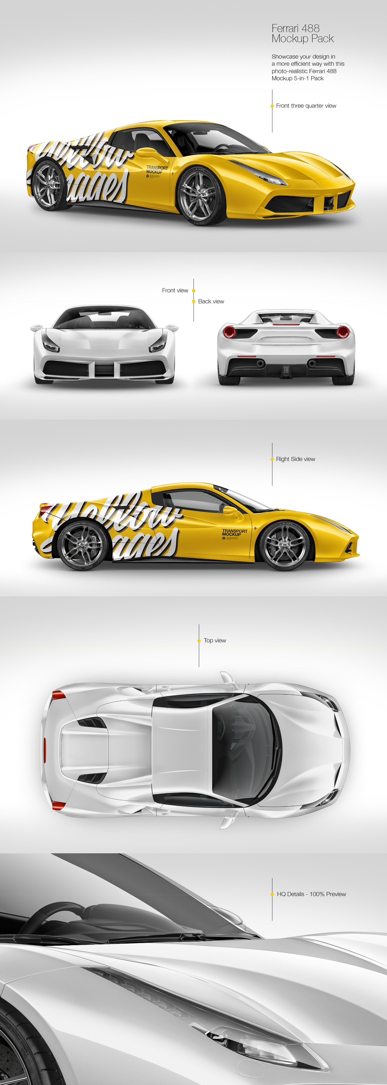Ferrari 488 Mockup Pack Ferrari 488 Mockup Pack