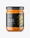 Clear Glass Jar with Orange Jam Mockup Clear Glass Jar with Orange Jam Mockup
