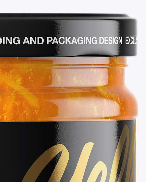 Clear Glass Jar with Orange Jam Mockup Clear Glass Jar with Orange Jam Mockup