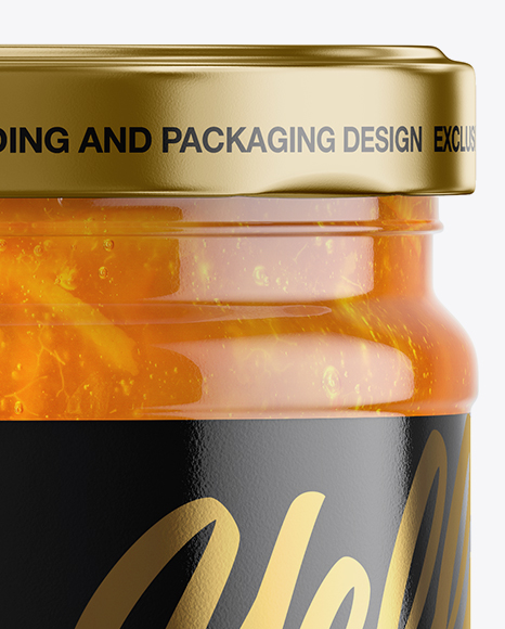 Clear Glass Jar with Orange Jam Mockup Clear Glass Jar with Orange Jam Mockup