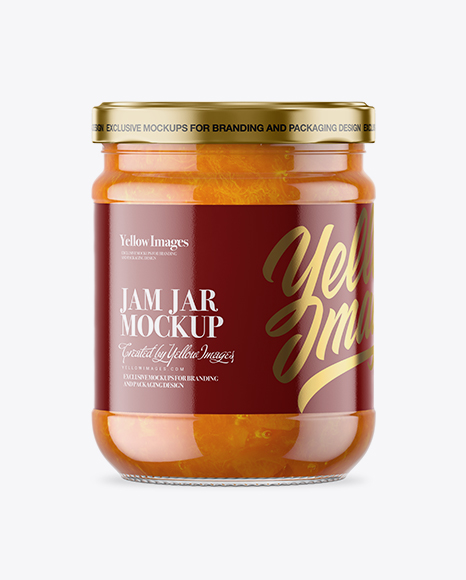 Clear Glass Jar with Apricot Jam Mockup Clear Glass Jar with Apricot Jam Mockup