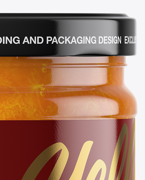 Clear Glass Jar with Apricot Jam Mockup Clear Glass Jar with Apricot Jam Mockup