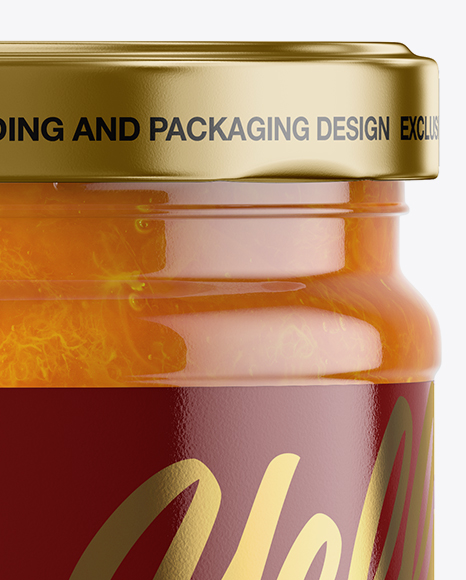 Clear Glass Jar with Apricot Jam Mockup Clear Glass Jar with Apricot Jam Mockup