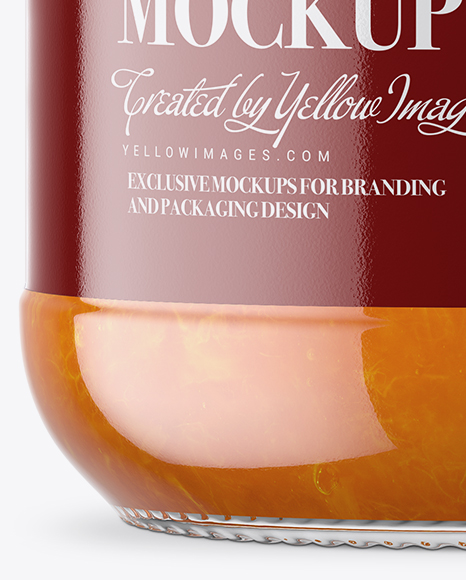 Clear Glass Jar with Apricot Jam Mockup Clear Glass Jar with Apricot Jam Mockup