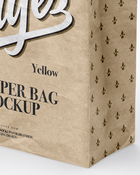 Square Kraft Paper Bag Mockup - Half Side View