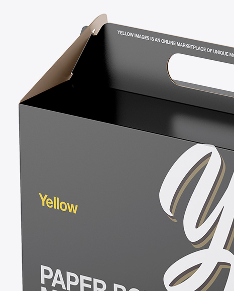 Glossy Paper Box Mockup - Half Side View (High-Angle Shot)