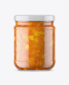 Clear Glass Jar with Apricot Jam Mockup Clear Glass Jar with Apricot Jam Mockup