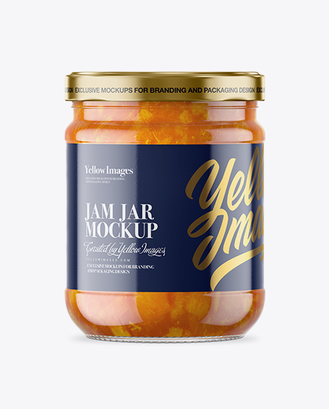 Clear Glass Jar with Apricot Jam Mockup