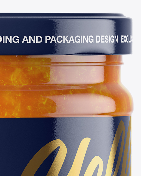 Clear Glass Jar with Apricot Jam Mockup Clear Glass Jar with Apricot Jam Mockup