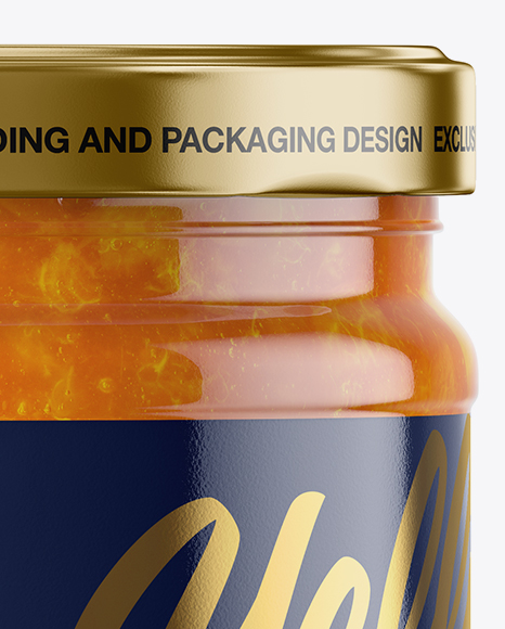 Clear Glass Jar with Apricot Jam Mockup Clear Glass Jar with Apricot Jam Mockup