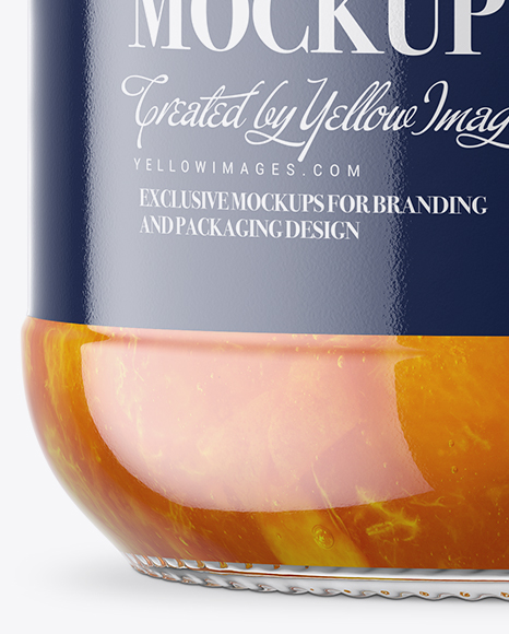 Clear Glass Jar with Apricot Jam Mockup Clear Glass Jar with Apricot Jam Mockup