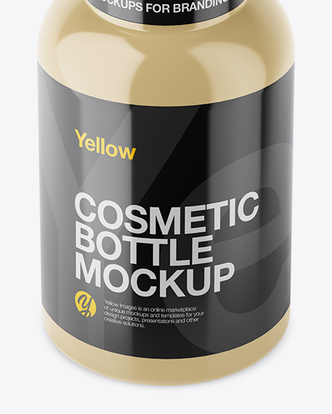 Glossy Cosmetic Bottle Mockup - High-Angle Shot