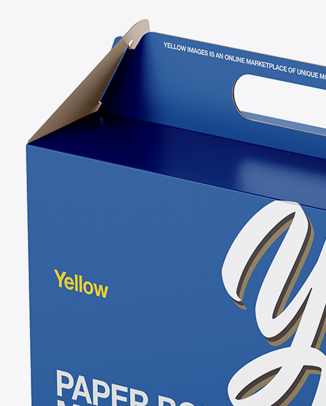 Matte Paper Box Mockup - Half Side View (High-Angle Shot)