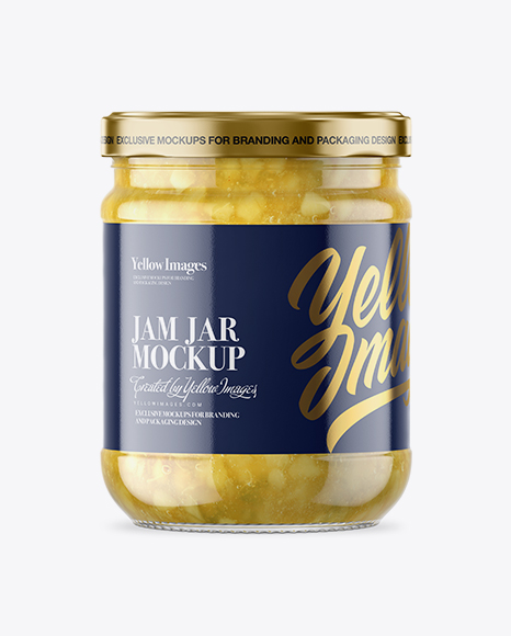 Clear Glass Jar with Pear Jam Mockup