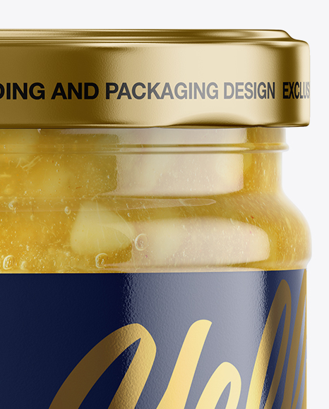 Clear Glass Jar with Pear Jam Mockup Clear Glass Jar with Pear Jam Mockup