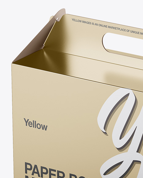 Metallic Paper Box Mockup - Half Side View (High-Angle Shot)