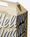 Metallic Paper Box Mockup - Half Side View (High-Angle Shot)