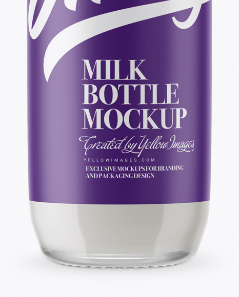 Clear Glass Milk Bottle Mockup