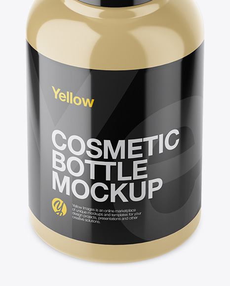 Glossy Cosmetic Bottle With Pump Mockup - High-Angle Shot Glossy Cosmetic Bottle With Pump Mockup - High-Angle Shot