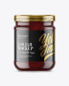 Clear Glass Jar with Cranberry Jam Mockup