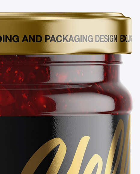 Clear Glass Jar with Cranberry Jam Mockup Clear Glass Jar with Cranberry Jam Mockup