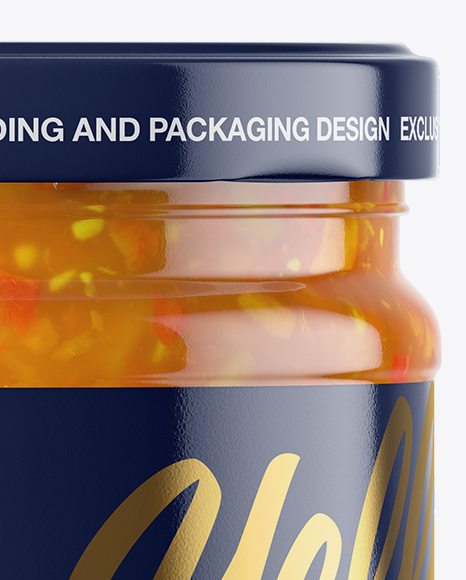 Clear Glass Jar with Sweet & Sour Sauce Mockup