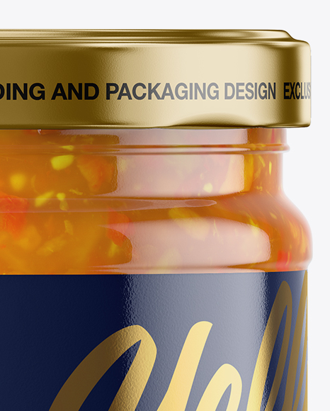 Clear Glass Jar with Sweet & Sour Sauce Mockup